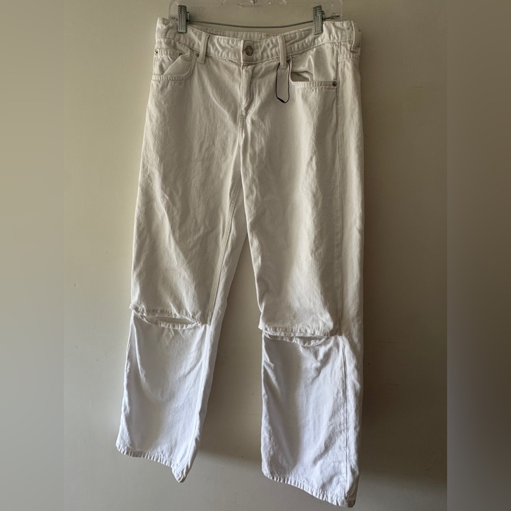 NWOT Zara White Wide Leg Pants Knee Slits‎